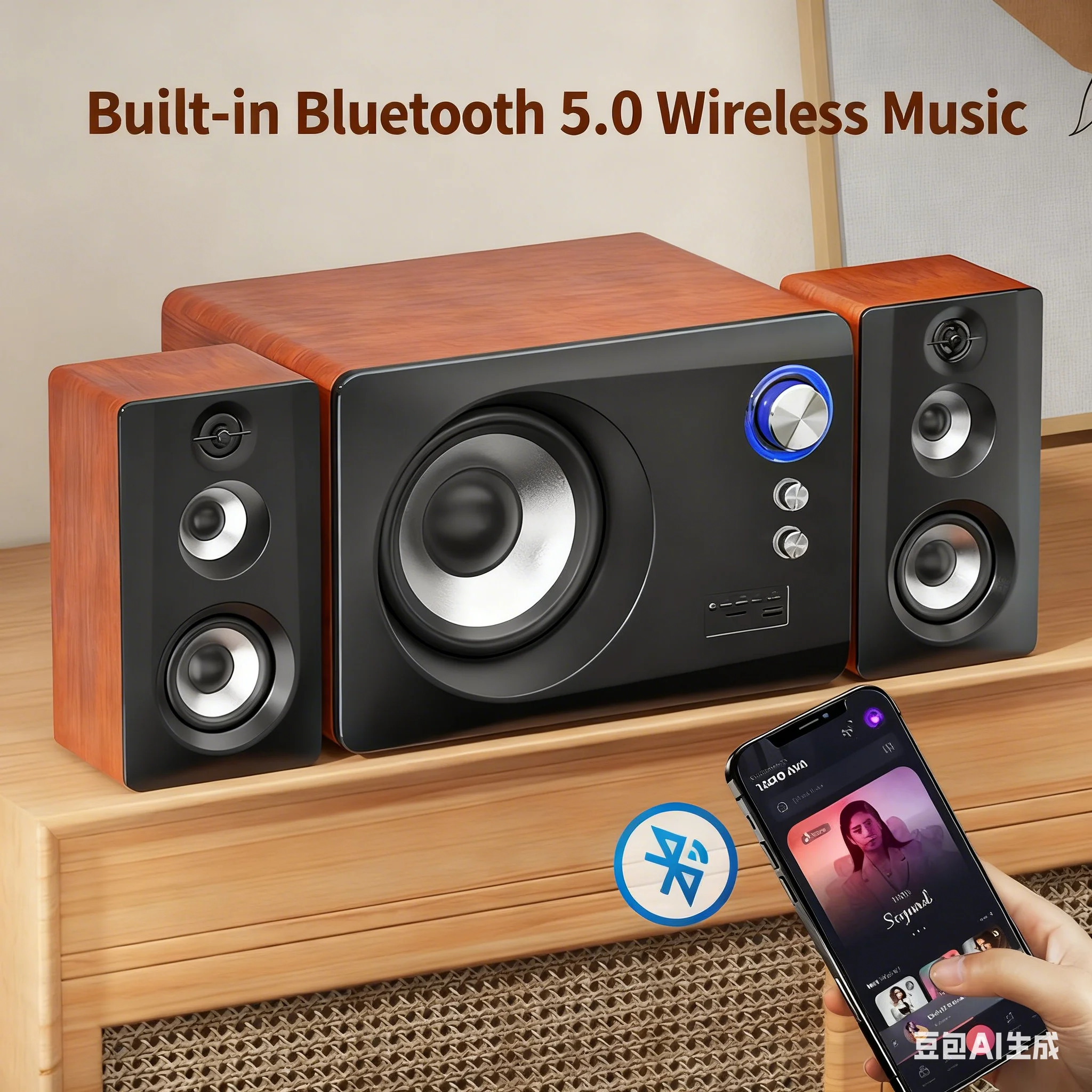 Gaming Speaker 2.1 - 木製 2.1 Bluetooth スピーカー A-7800 80W