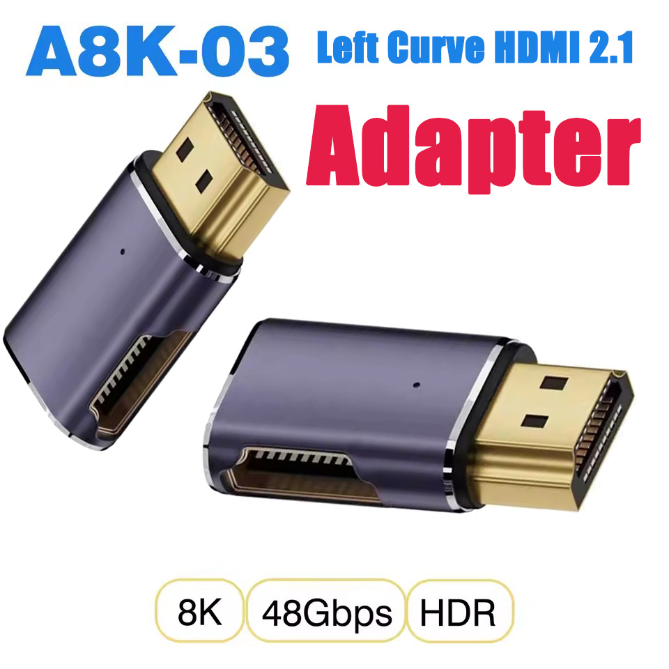 Gaming Speaker 2.1 - HDMI 2.1 90度左向きアングルアダプター A8K-03 8K HD