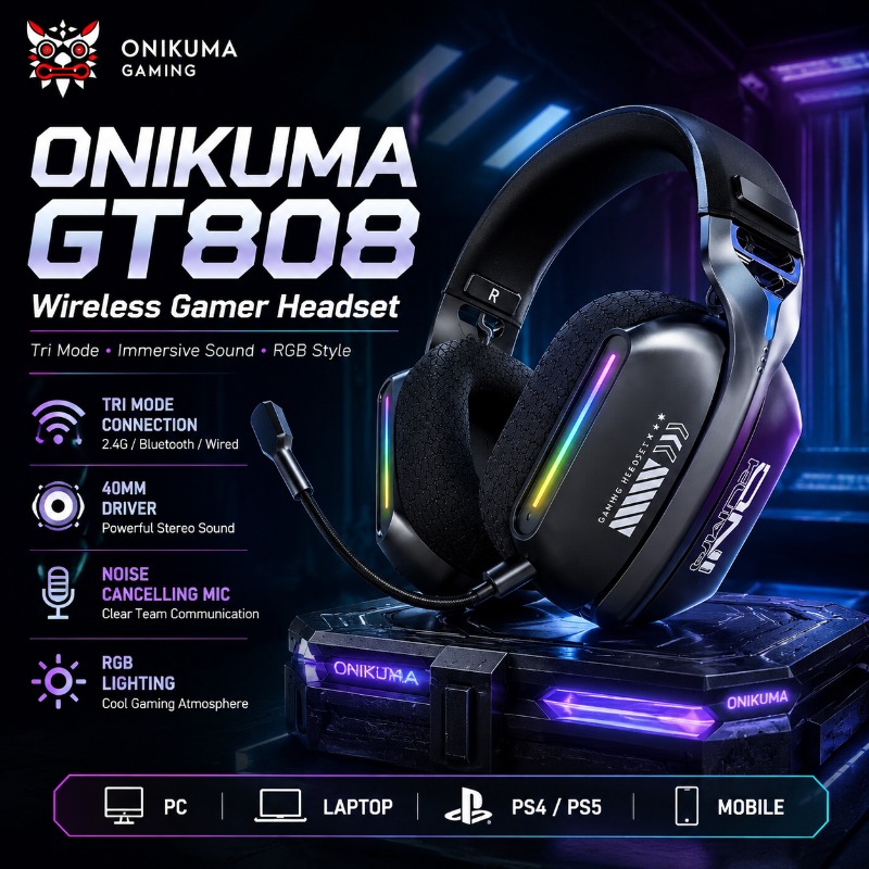 ONIKUMA GT808 ワイヤレスゲーミングヘッドセット - Esports Gaming Headphones のレビューと価格
