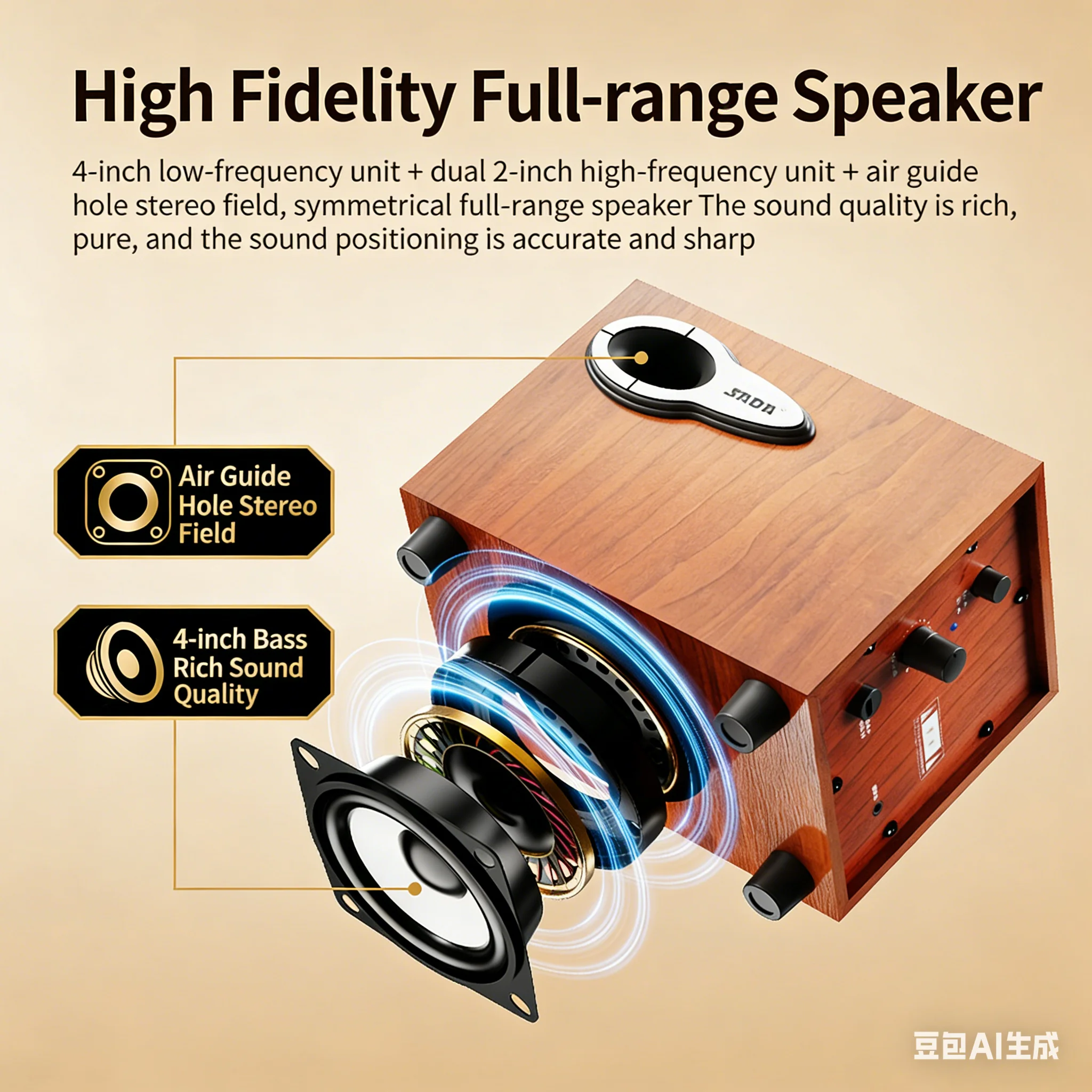 木製2.1チャンネルデスクトップスピーカー、4インチサブウー - Gaming Speaker 2.1 のレビューと価格