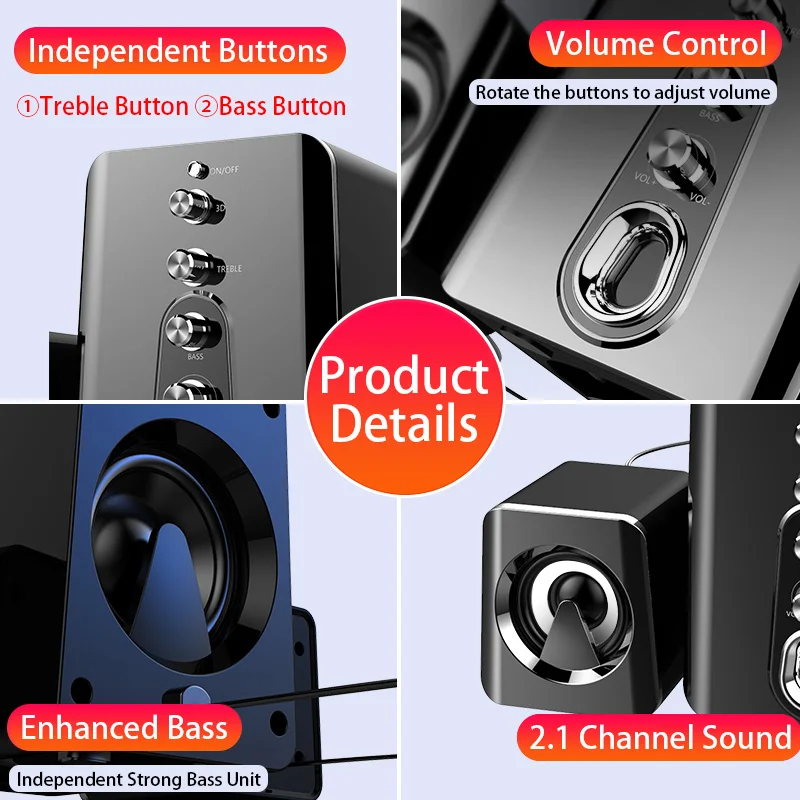 コンピュータスピーカーホームシアターシステム PC 低音サブ - Gaming Speaker 2.1 のレビューと価格